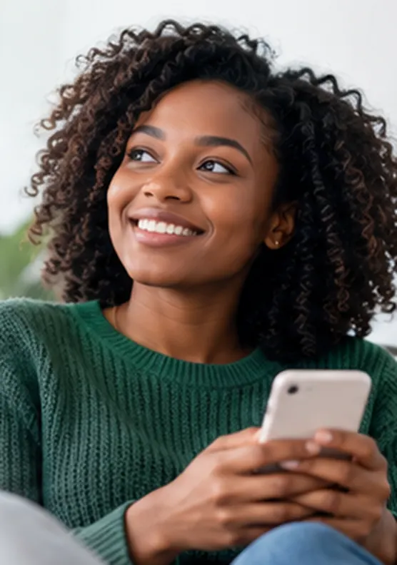 Customer using a mobile phone